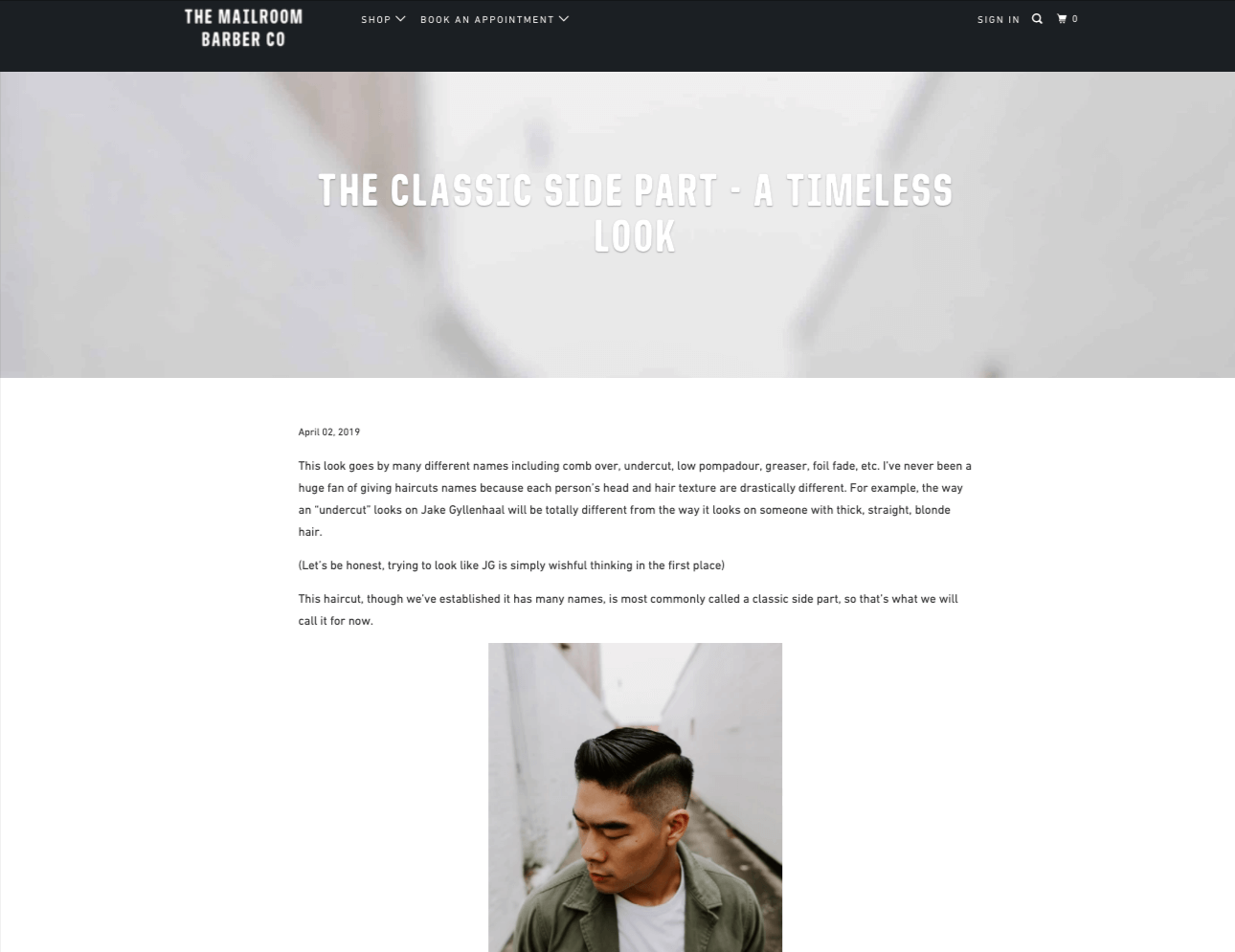 Article post on barber blog