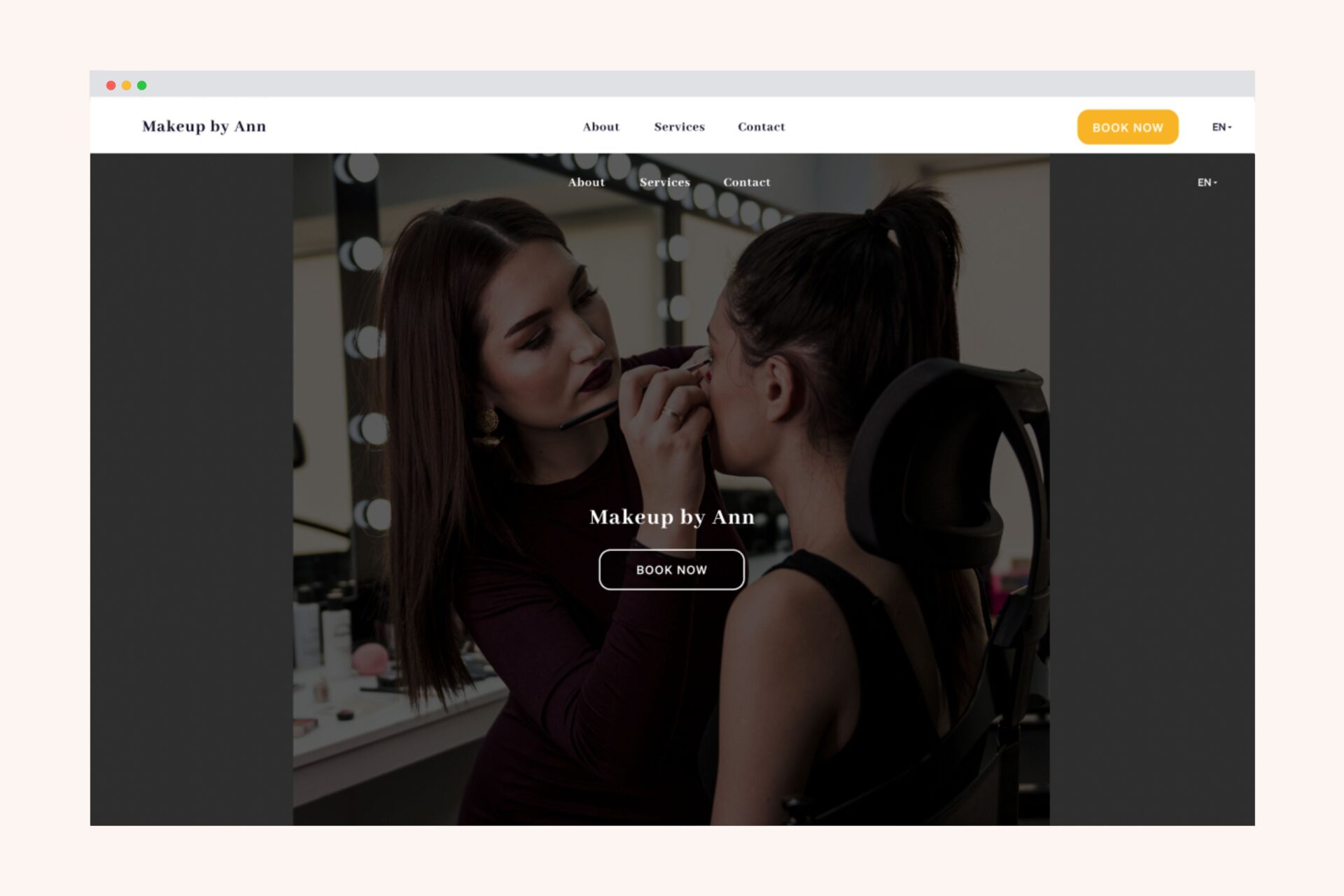 Makeup artist online booking page