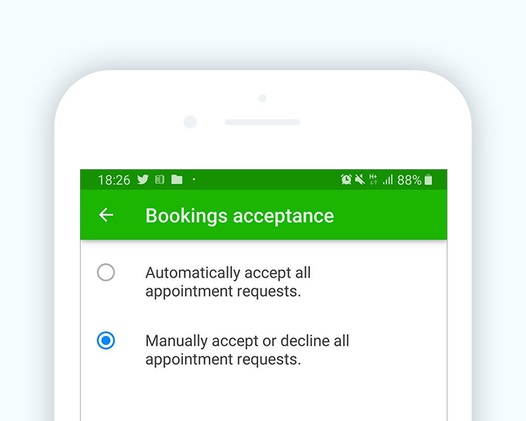 Manual / Automatic appointment acceptance confirmation