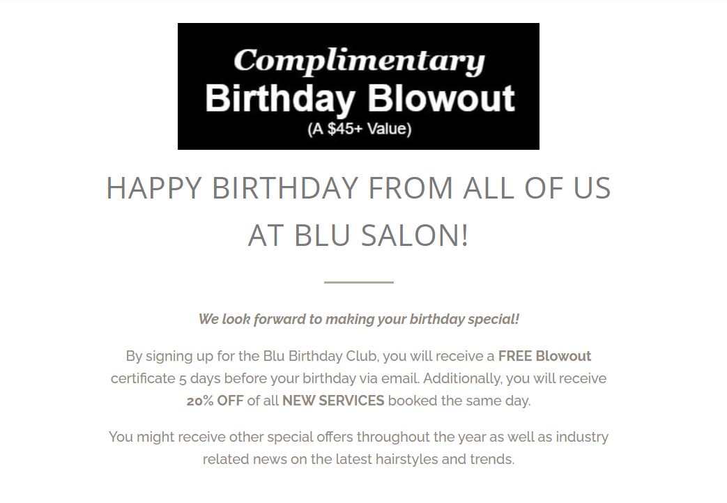 hair salon birthday discount