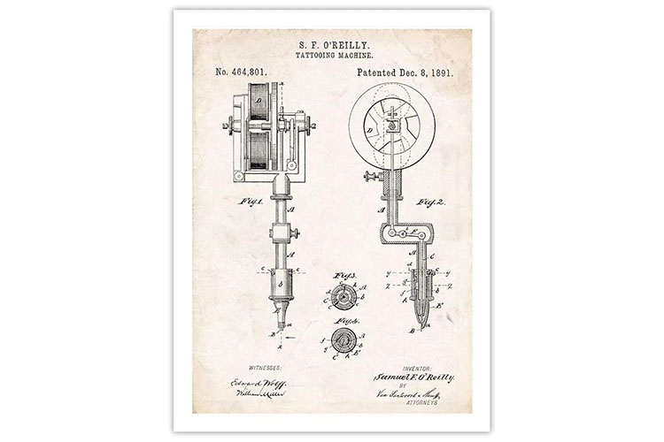 tattoo machine invention poster gift