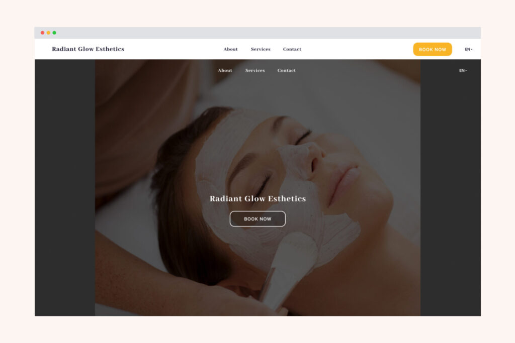 Esthetician online booking page