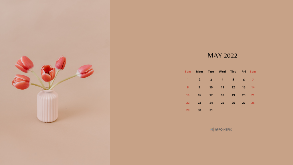 Red tulips wallpaper calendar