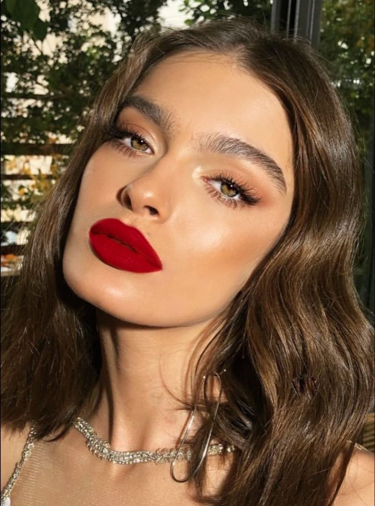 Bold red lips makeup
