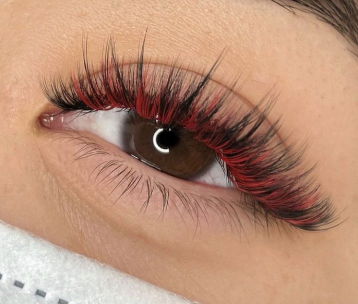 Red eyelash extensions