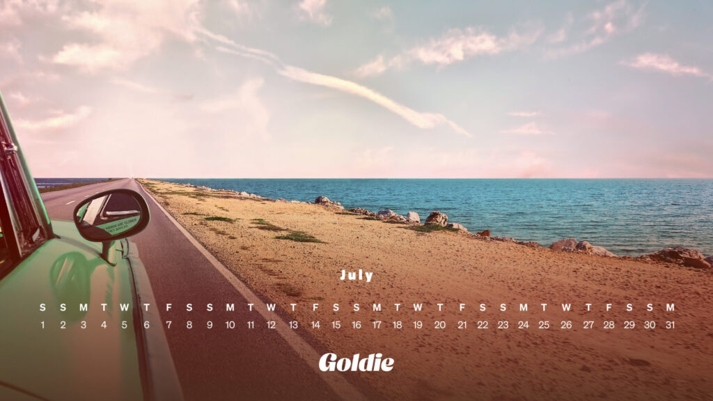 Coast drive calendar wallpaper - desktop