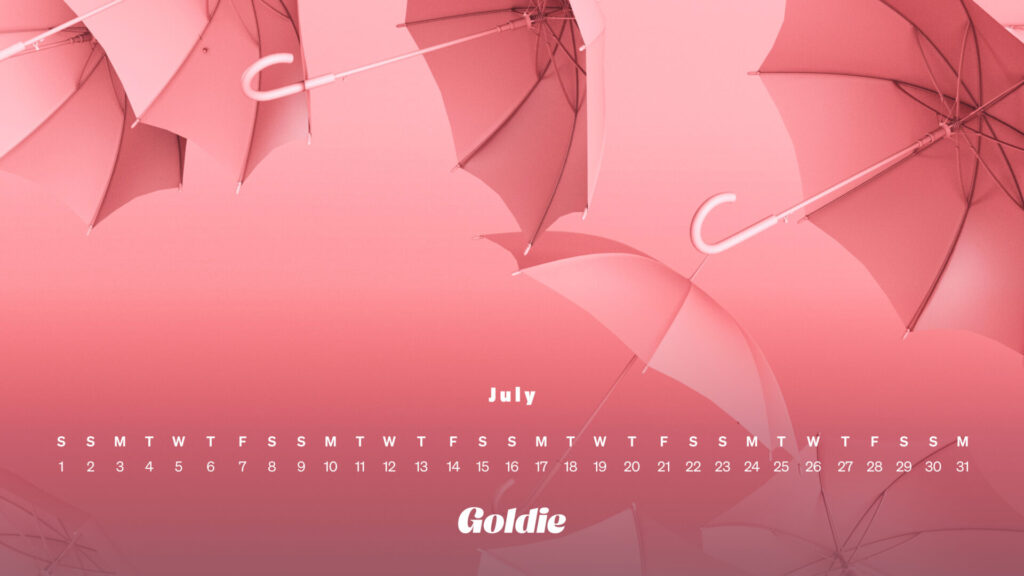Pink umbrella calendar wallpaper - desktop