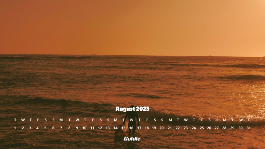 Seaside sunset calendar wallpaper - desktop
