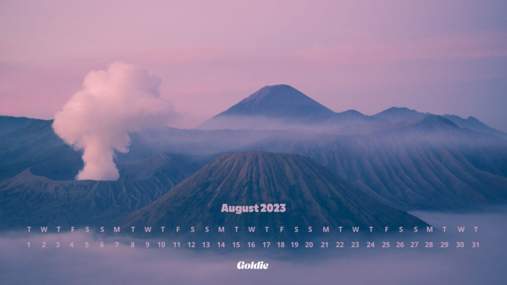 Volcano calendar wallpaper - desktop
