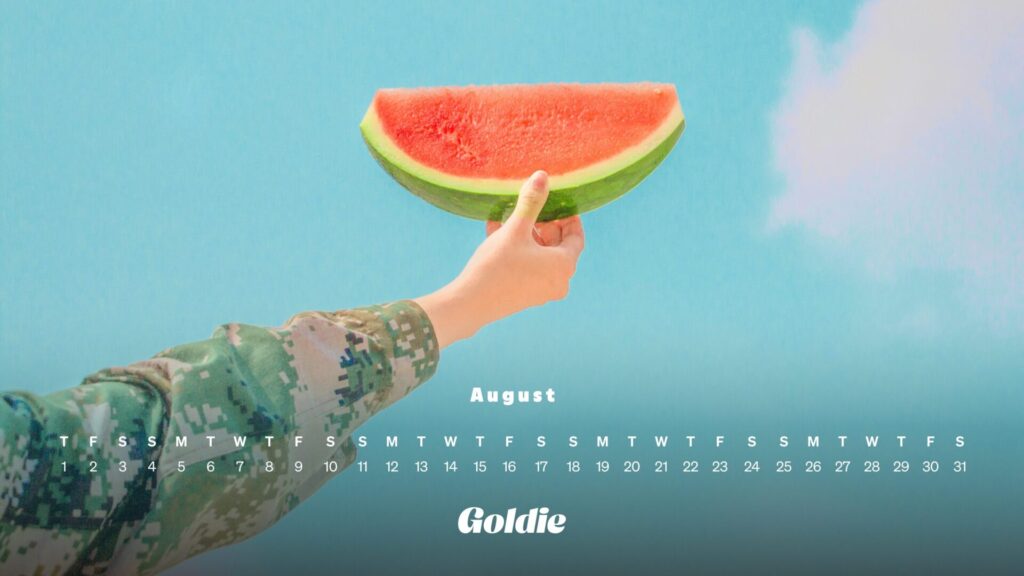 Watermelon August calendar wallpaper desktop