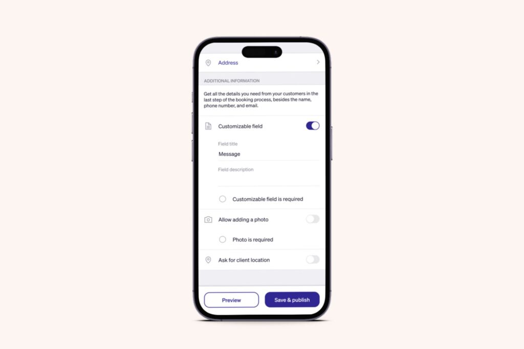 appointment details - customizable fields