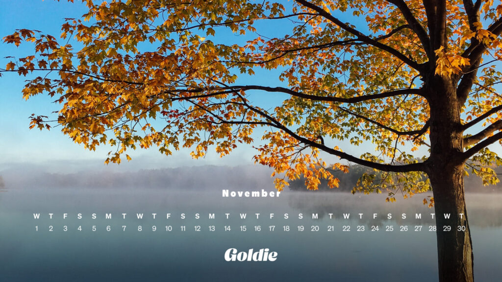 Fall landscape calendar wallpaper desktop