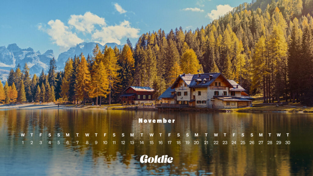 Fall mountain citybreak calendar wallpaper desktop