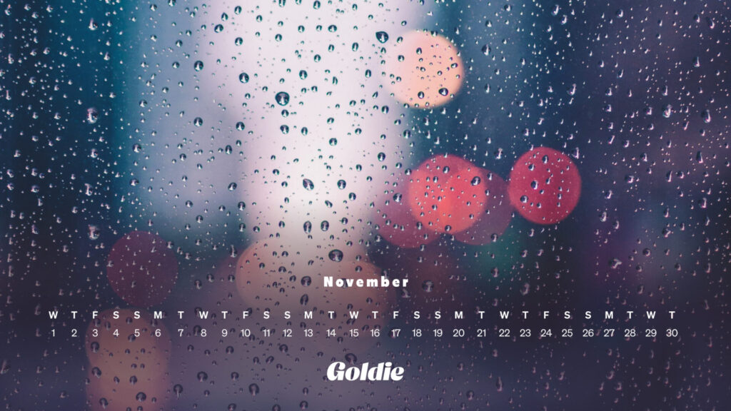 Rain drops calendar wallpaper desktop