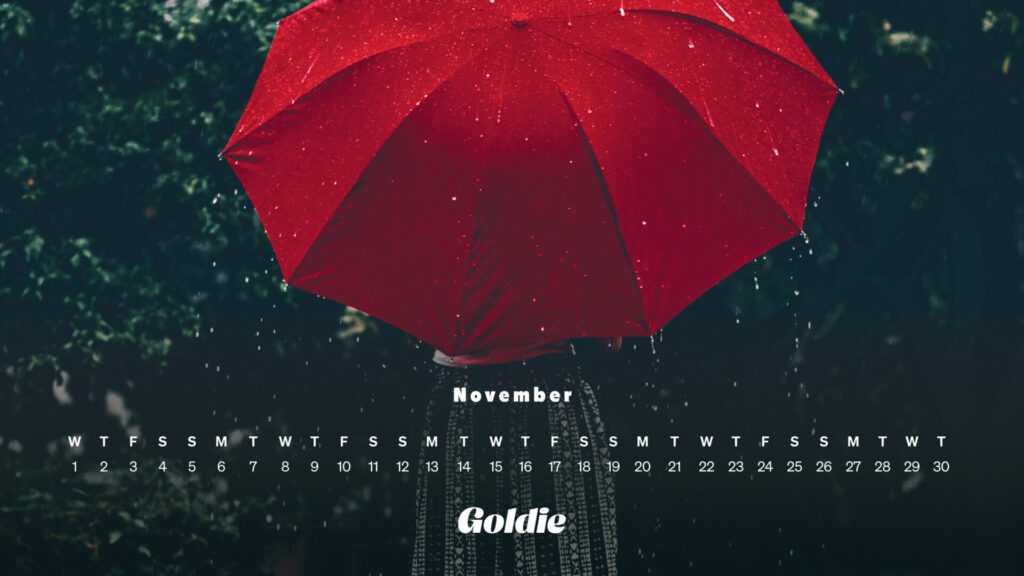 Red umbrella calendar wallpaper desktop