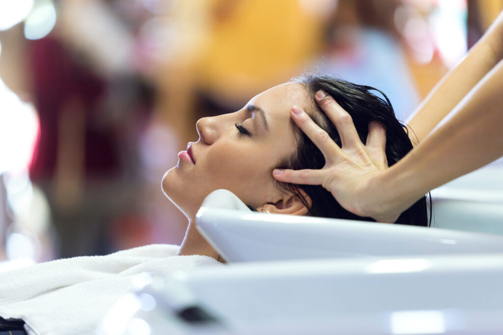 Scalp massage in hair salon