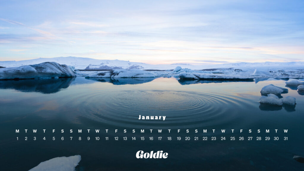 Frozen lake calendar wallpaper desktop