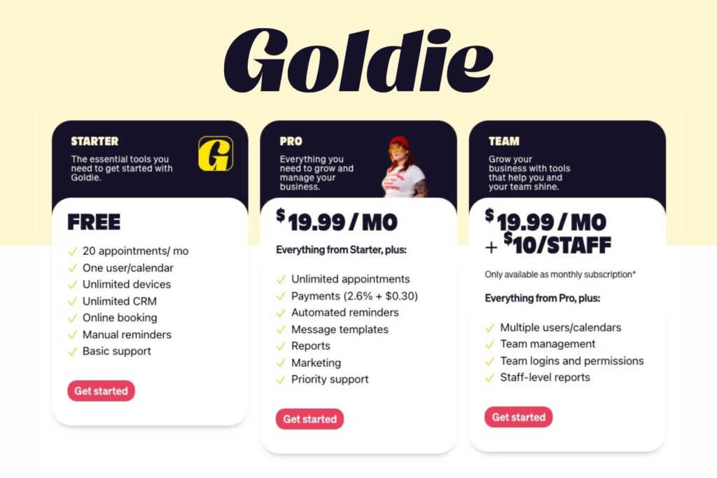 Goldie app pricing plans