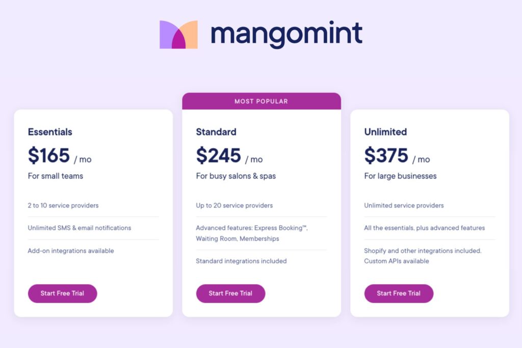 Mangomint pricing plan