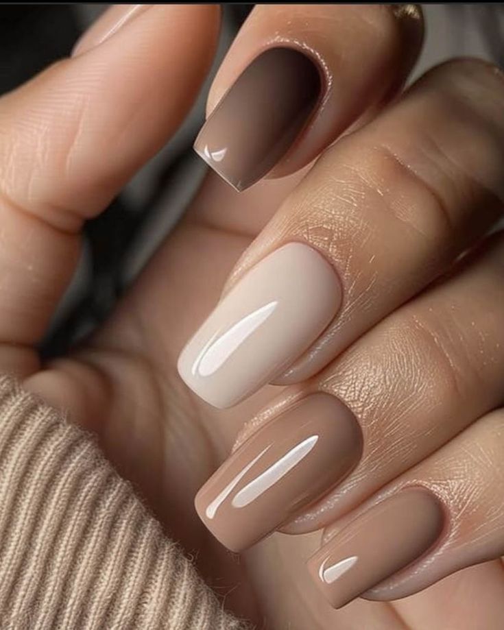 Mocha and nude nails