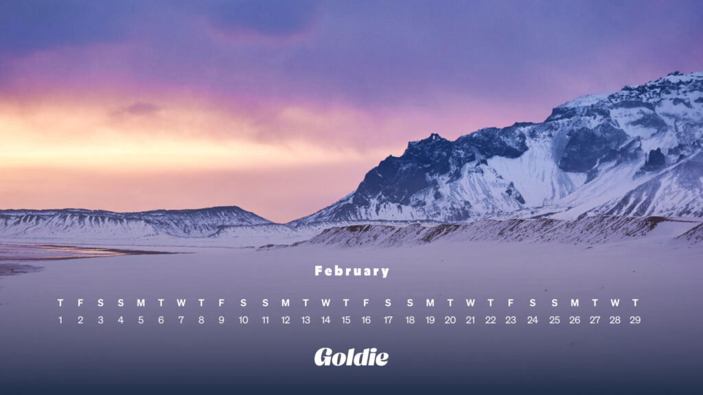 Snowy paradise calendar wallpaper desktop