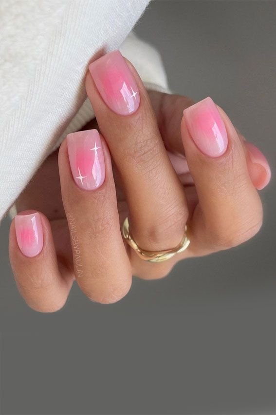 Soft pink aura nails