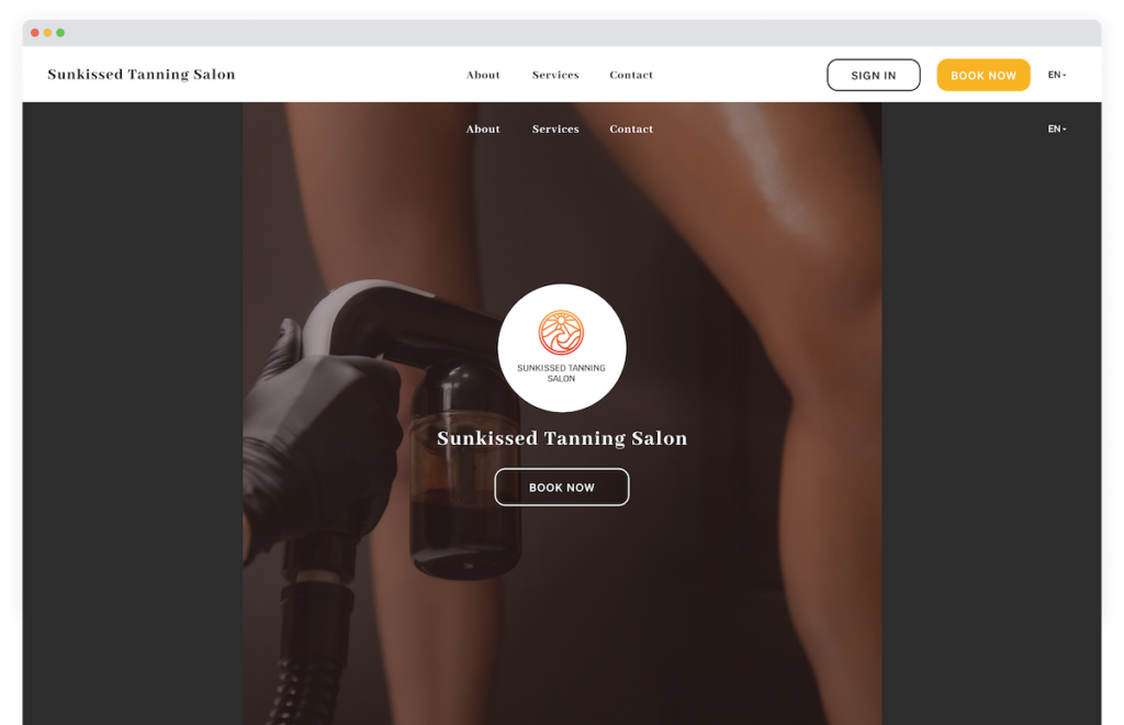 Tanning salon online booking page