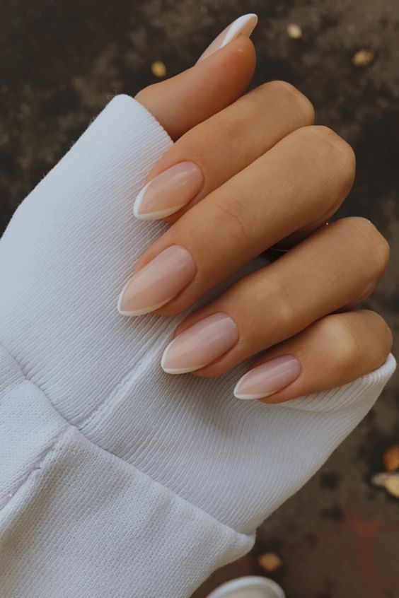 Thin french almond nails