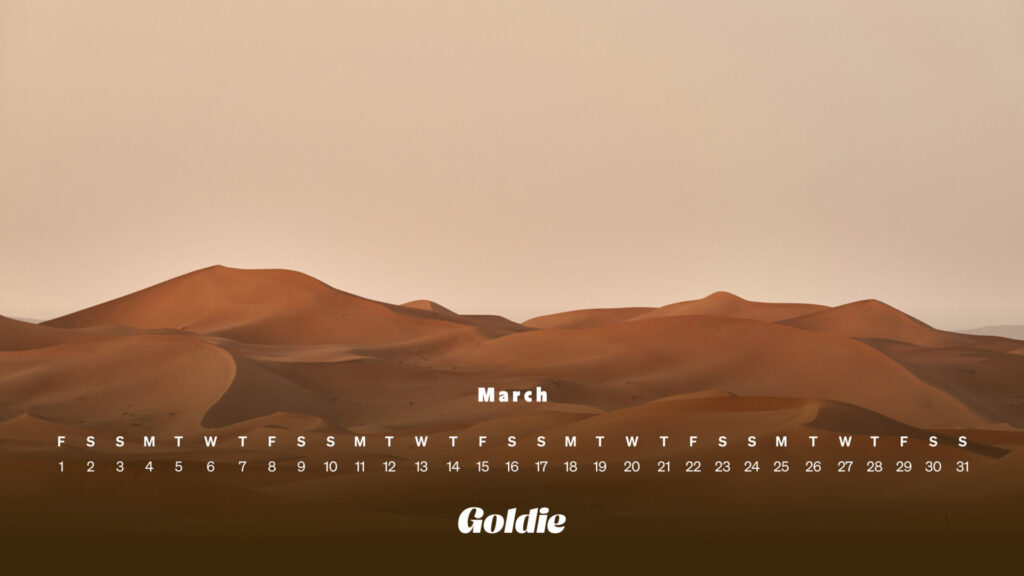 Golden sands calendar wallpaper desktop
