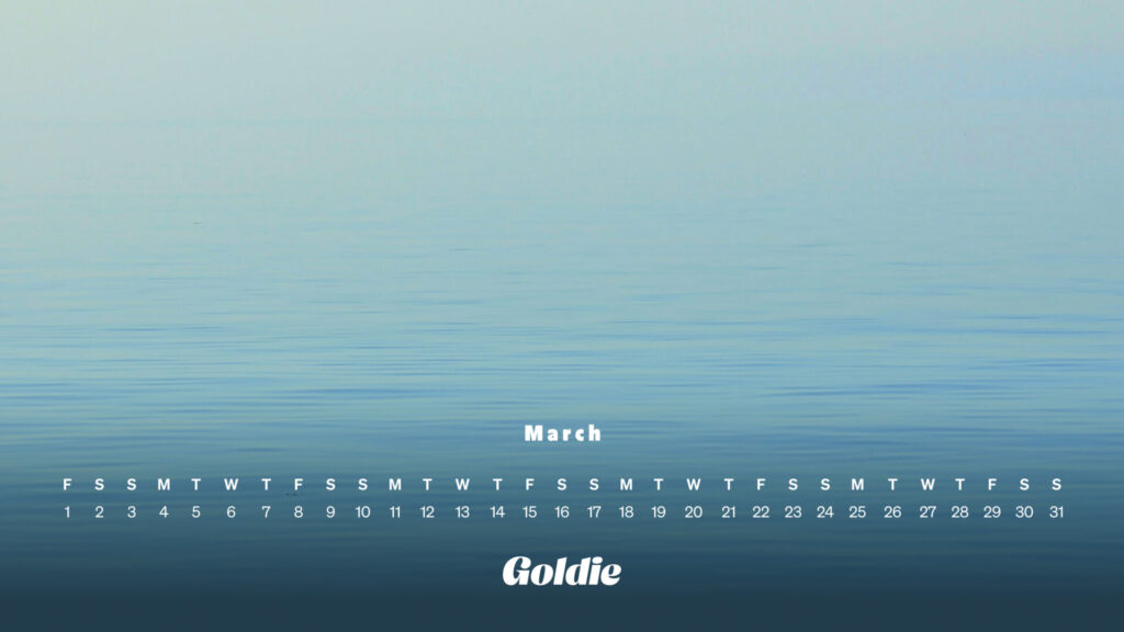 Smooth water calendar wallpaper desktop