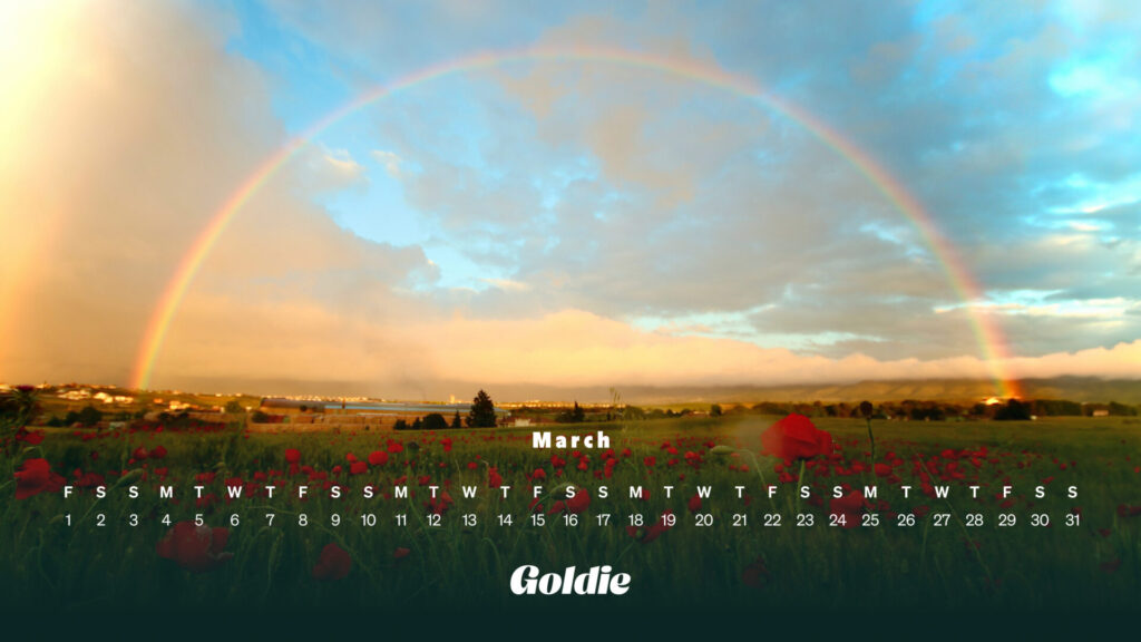 Spring rainbow calendar wallpaper desktop