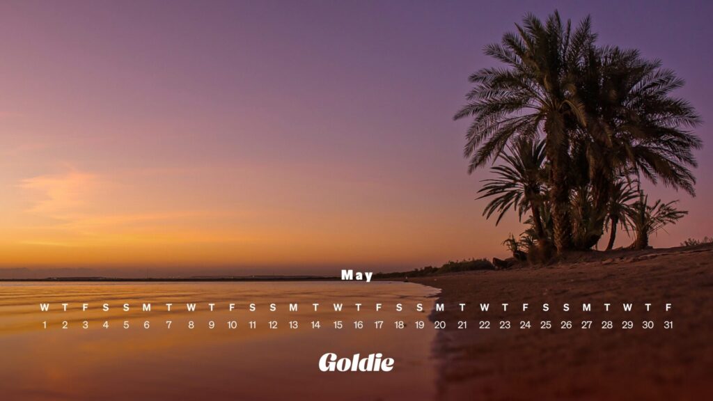 Spring sunset calendar wallpaper desktop