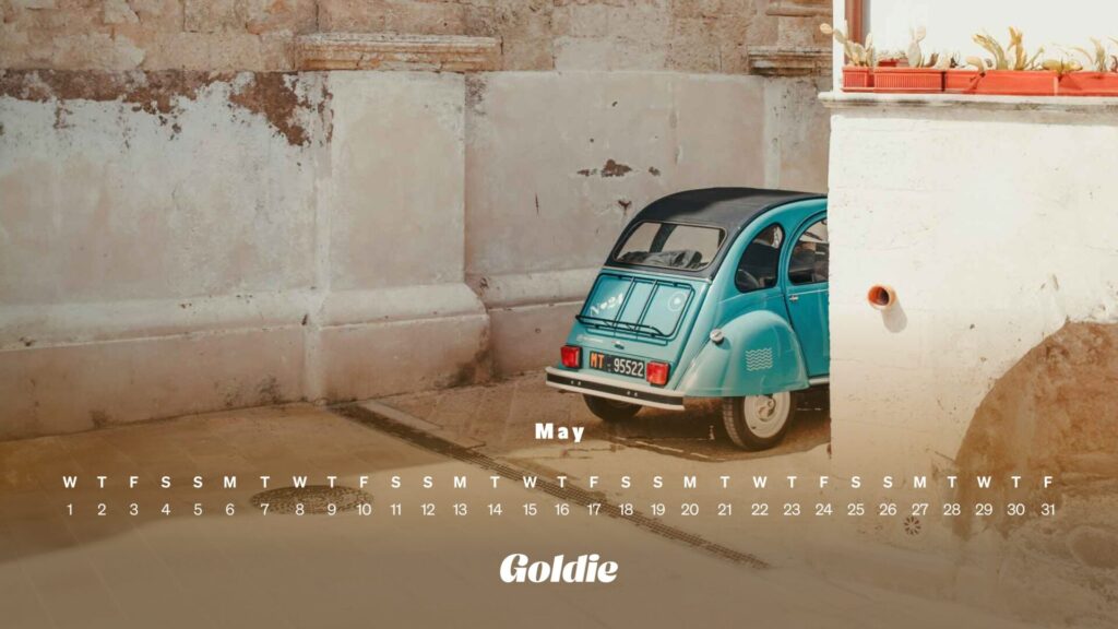 Turquoise car calendar wallpaper desktop