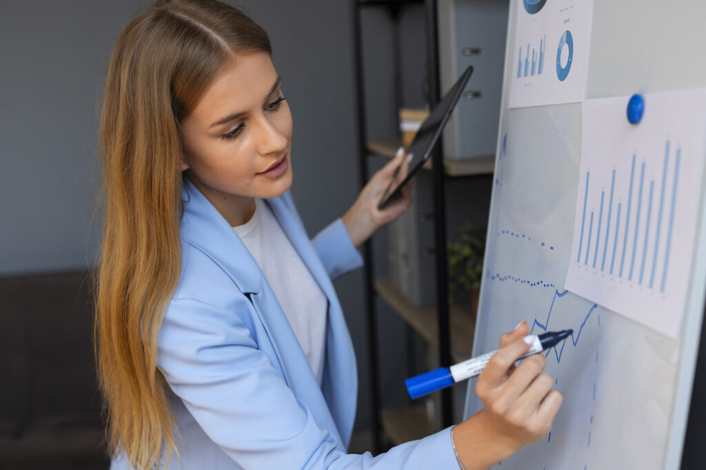 Woman analyzing business progress