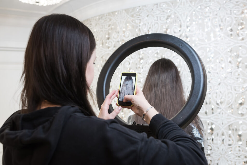 Client photo shoot in salon