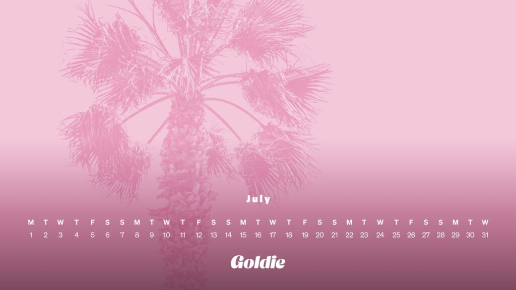 Pink palm calendar wallpaper desktop