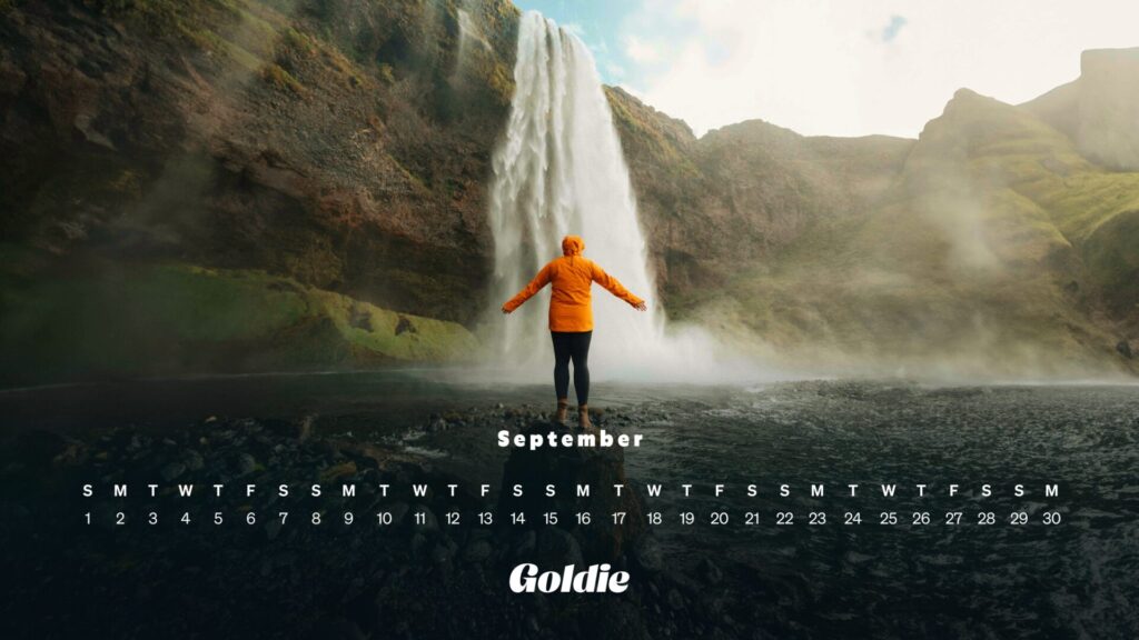 Waterfall calendar wallpaper desktop