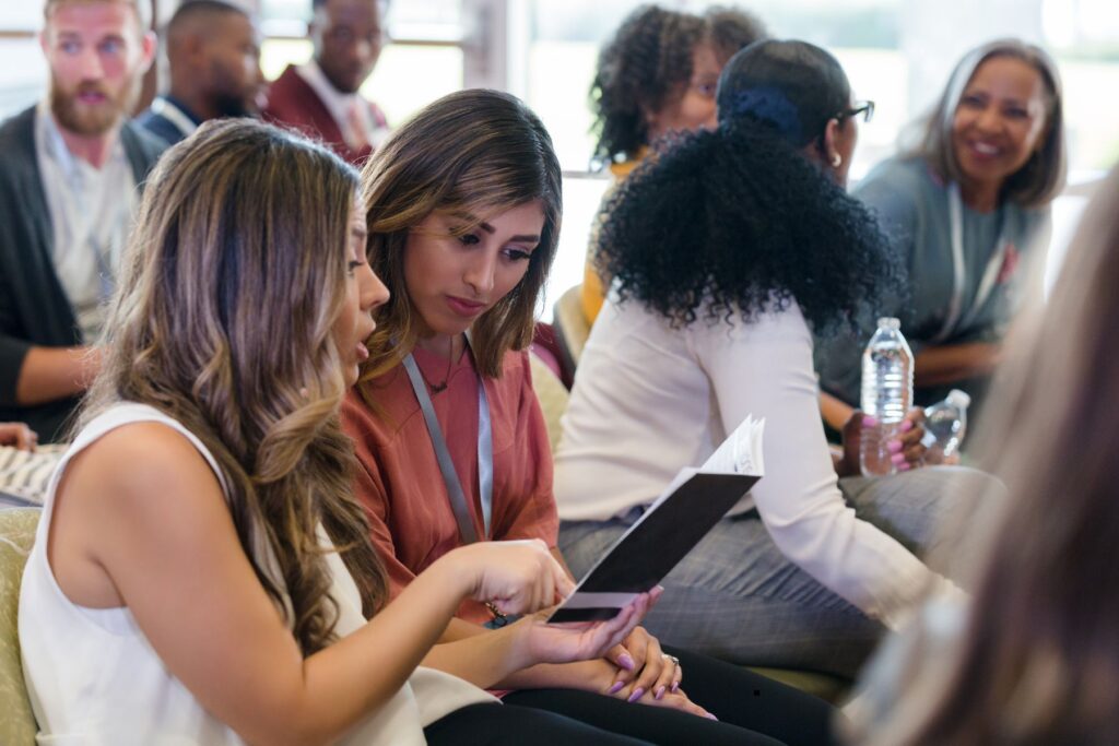 Nail artists attending workshop