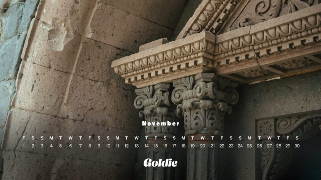 Ancient stone column wallpaper calendar desktop