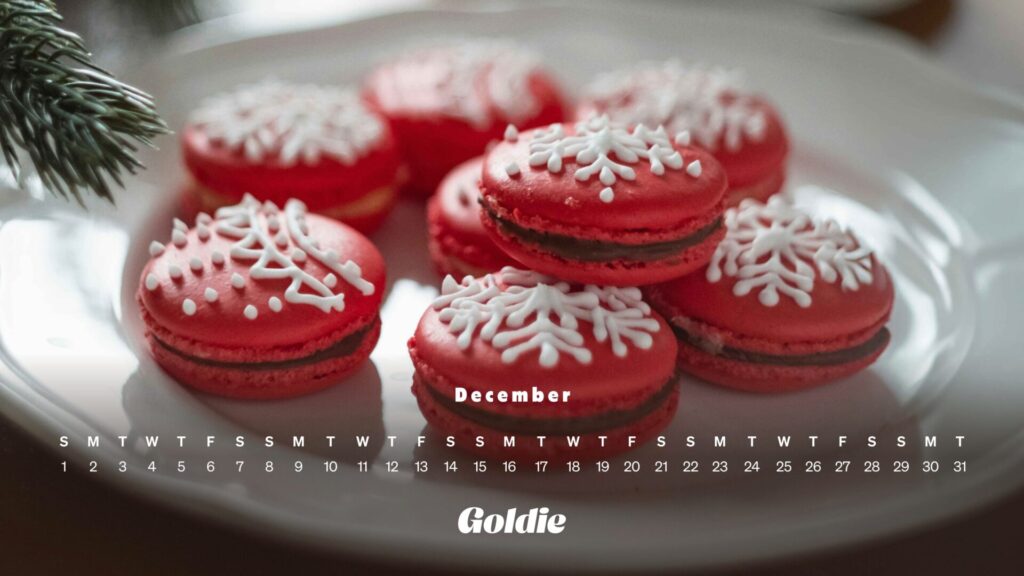 Chocolate macarons calendar wallpaper desktop