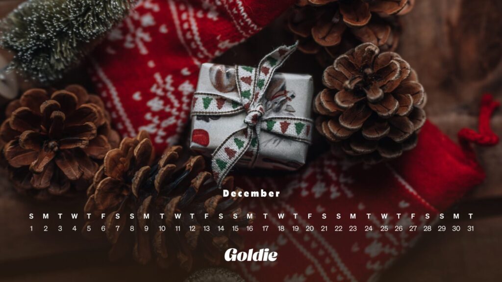 Festive December calendar wallpaper desktop