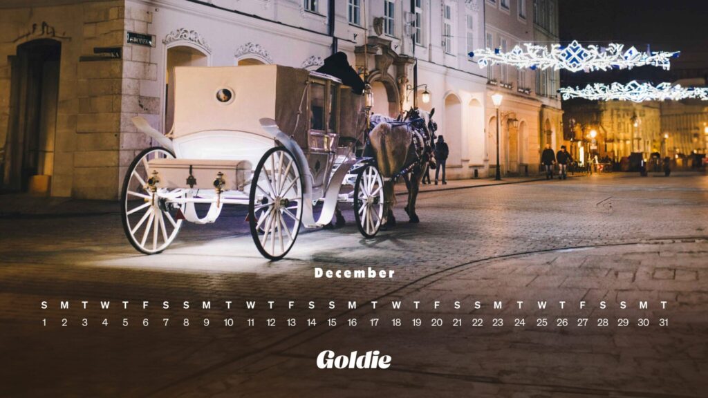 Winter carriage calendar wallpaper desktop