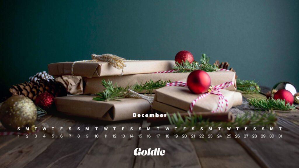 Winter gifts calendar wallpaper desktop