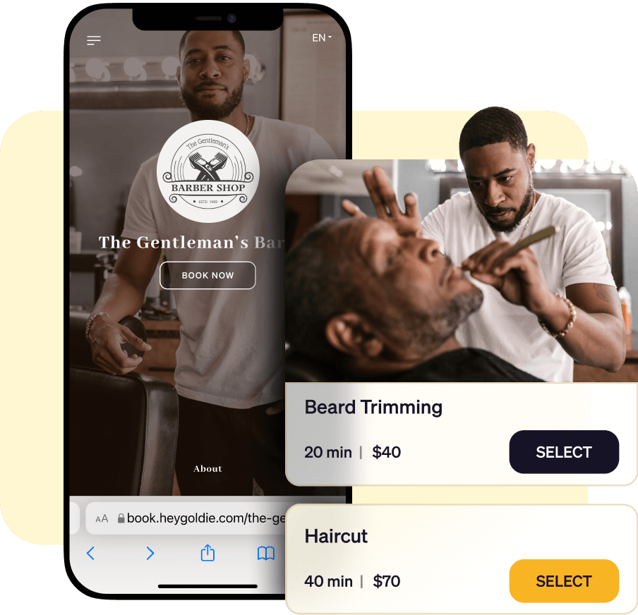 Goldie barber scheduling app: online booking