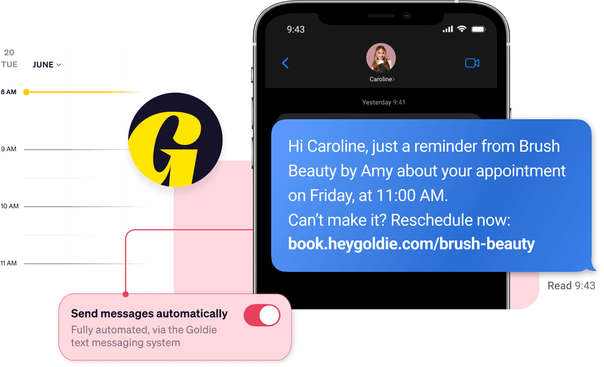 Goldie makeup artist booking app: reminders