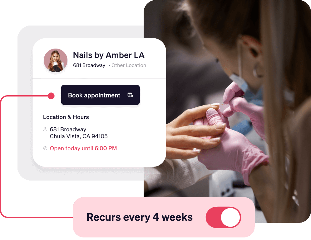 Goldie nail salon booking app recurring appointments