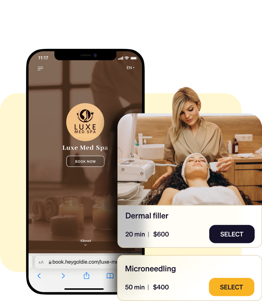 Goldie medical spa online booking software