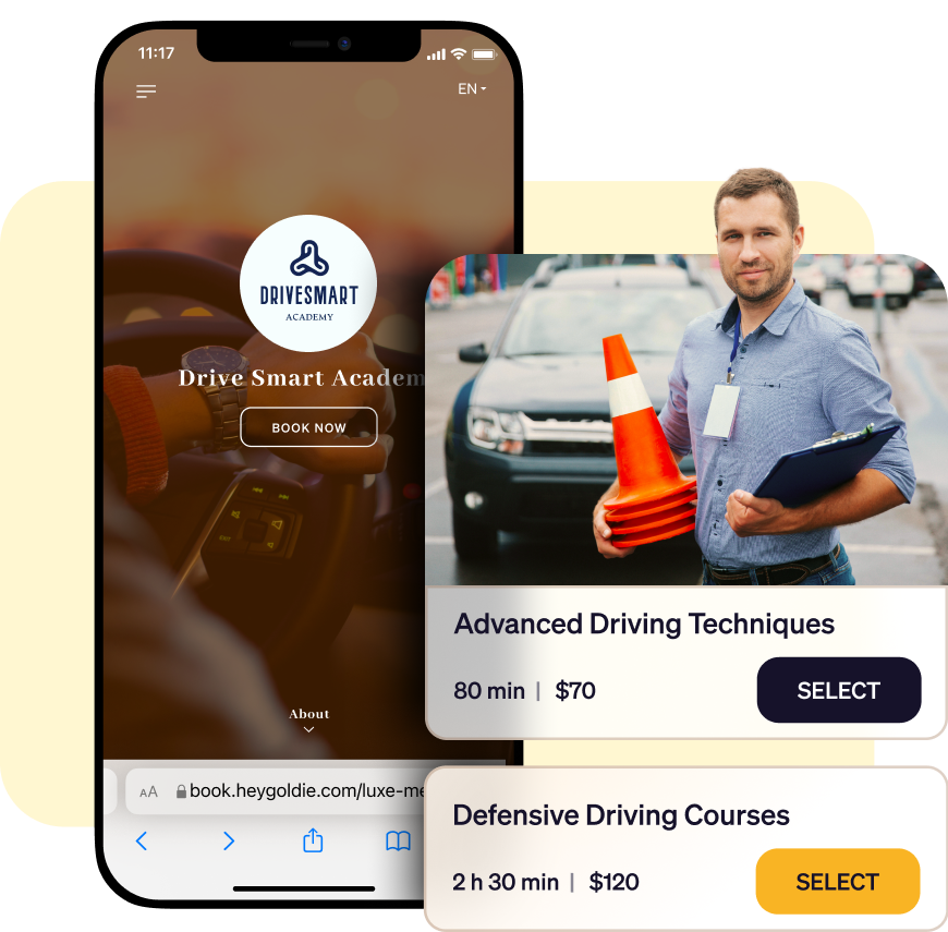 Goldie online booking software for driving schools